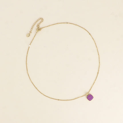 Collier Chloefina - pierre naturelle carrée