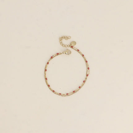 Bracelet 2 rangs - maille grain de café émaillée et forçat