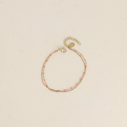 Bracelet 2 rangs - maille grain de café émaillée et forçat