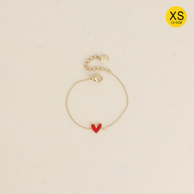 Bracelet XS - pendentif coeur en émail