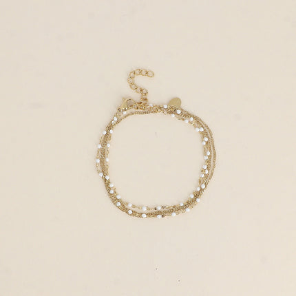 Choker/Bracelet 2 tours - maille grain de café aux touches émaillées et maille forçat
