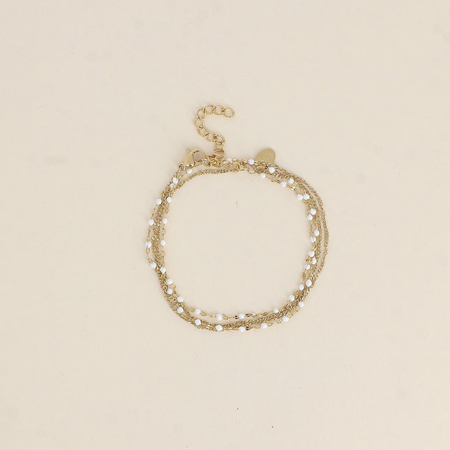 Choker/Bracelet 2 tours - maille grain de café aux touches émaillées et maille forçat