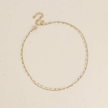 Choker/Bracelet 2 tours - maille grain de café aux touches émaillées et maille forçat