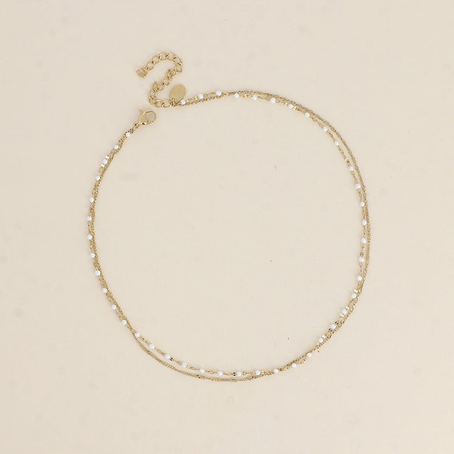 Choker/Bracelet 2 tours - maille grain de café aux touches émaillées et maille forçat
