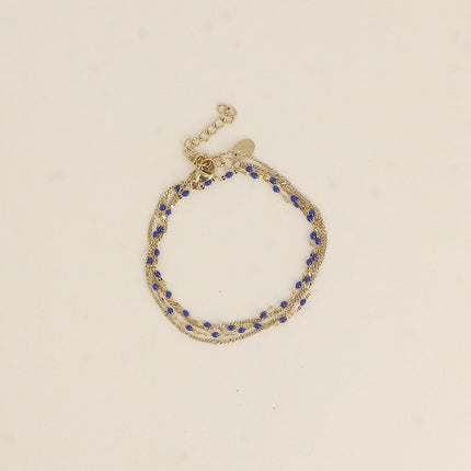 Choker/Bracelet 2 tours - maille grain de café aux touches émaillées et maille forçat