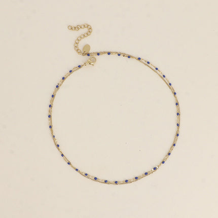 Choker/Bracelet 2 tours - maille grain de café aux touches émaillées et maille forçat