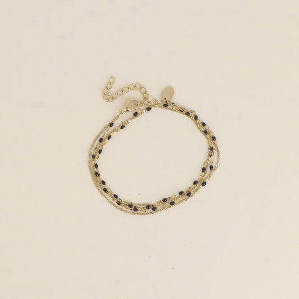Choker/Bracelet 2 tours - maille grain de café aux touches émaillées et maille forçat