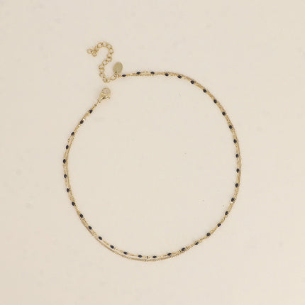 Choker/Bracelet 2 tours - maille grain de café aux touches émaillées et maille forçat