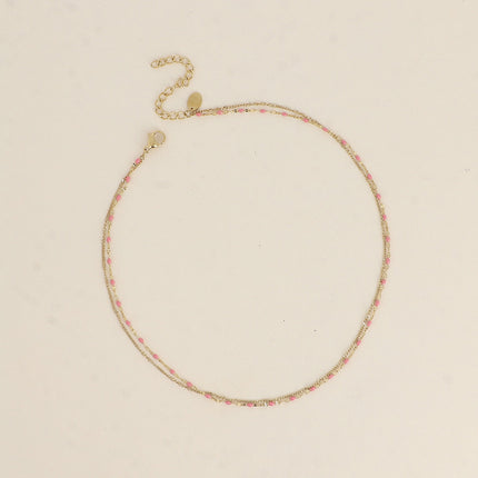 Choker/Bracelet 2 tours - maille grain de café aux touches émaillées et maille forçat