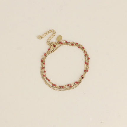 Choker/Bracelet 2 tours - maille grain de café aux touches émaillées et maille forçat