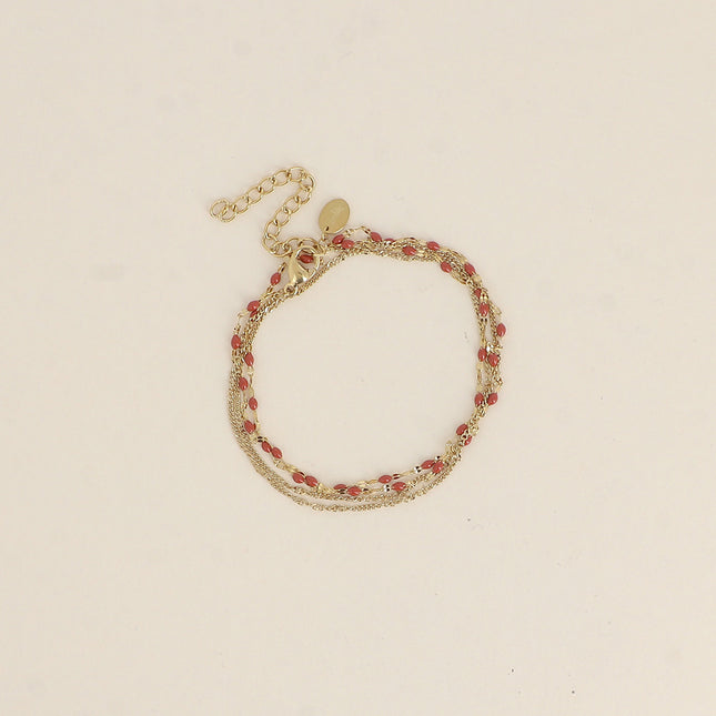 Choker/Bracelet 2 wraps - coffee bean link with enameled accents and curb link