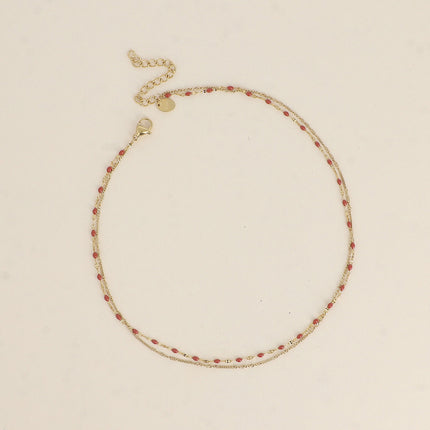 Choker/Bracelet 2 tours - maille grain de café aux touches émaillées et maille forçat