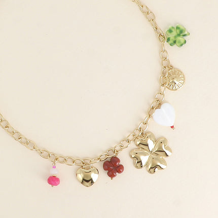 Collier - trèfles, coeur et soleil
