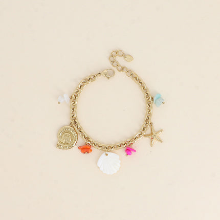 Bracelet Oriana - coquillage escargot, étoile de mer, pierres naturelles et coquillage nacré
