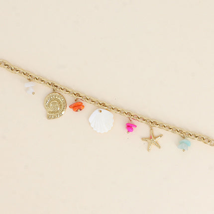 Bracelet Oriana - coquillage escargot, étoile de mer, pierres naturelles et coquillage nacré