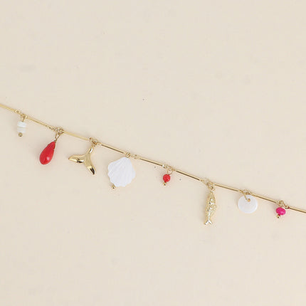Bracelet - perles, poisson, queue de poisson et pastille nacrée