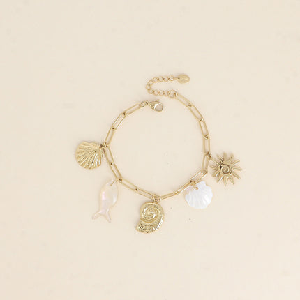 Bracelet - seashells, sun, fish and mother-of-pearl shell