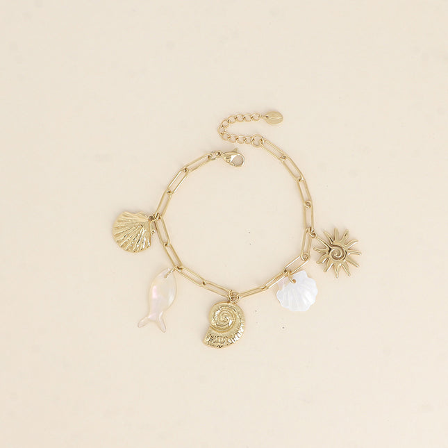 Bracelet - coquillages, soleil, poisson et coquillage nacré