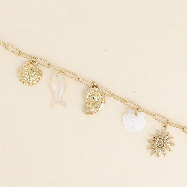 Bracelet - coquillages, soleil, poisson et coquillage nacré