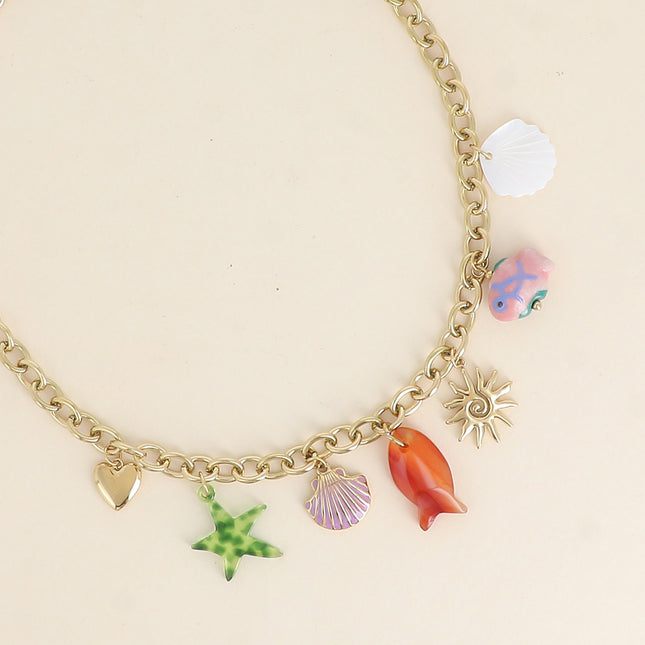 Necklace - seashells, fish, starfish and crab