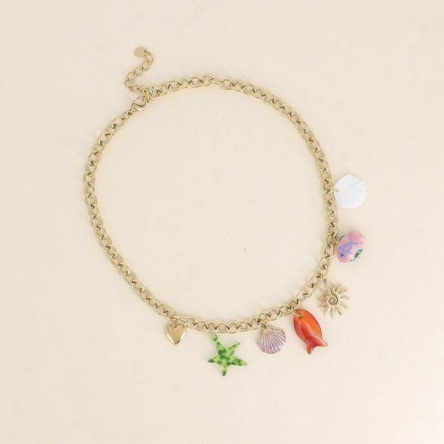 Necklace - seashells, fish, starfish and crab