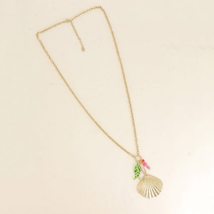 Collier Laguna - gros coquillage, poisson en résine et perles