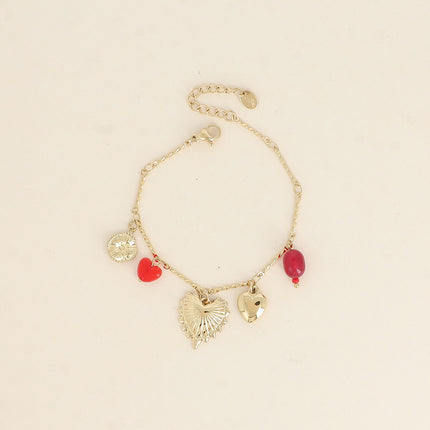 Bracelet - coeurs, trèfle et perles