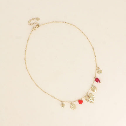 Collier - coeurs, trèfle et perles