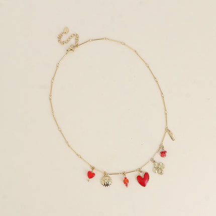 Collier Marcellis - soleil, coeur en émail, trèfle, étoile du Nord et pierres naturelles