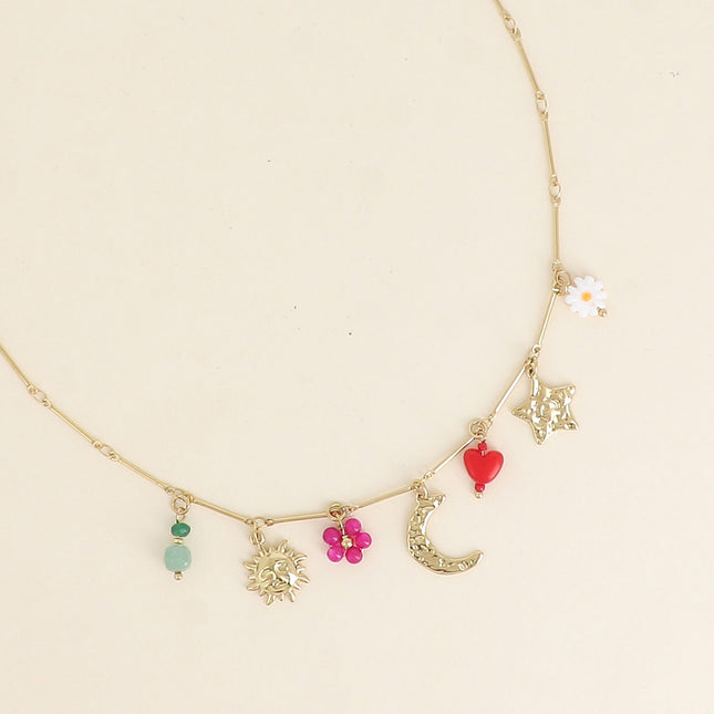 Necklace - sun, moon, star, heart and flower
