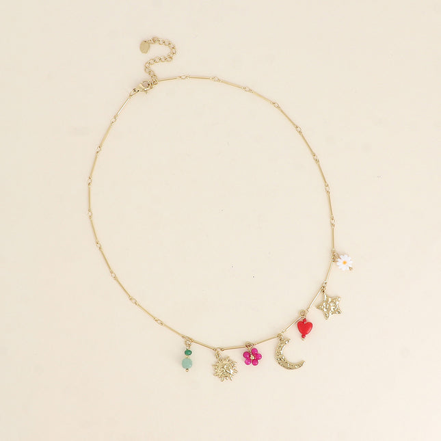 Necklace - sun, moon, star, heart and flower