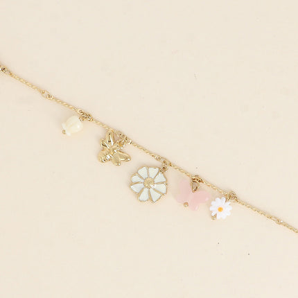 Bracelet - fleur nacrée, fleurs, papillons