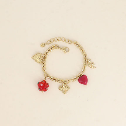 Bracelet - trèfle, coeurs, oiseau, fleur