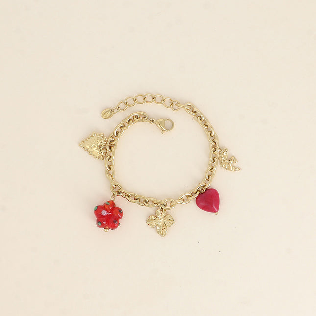 Bracelet - clover, hearts, bird, flower