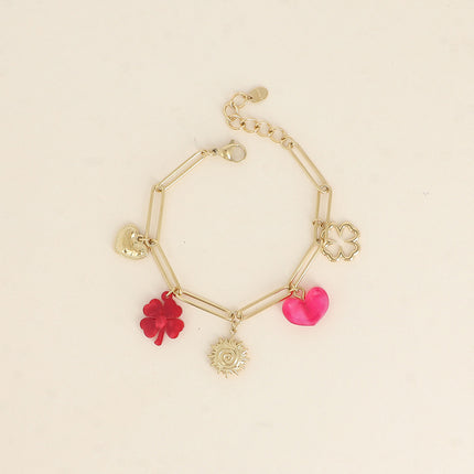 Bracelet - trèfles, coeurs, soleil