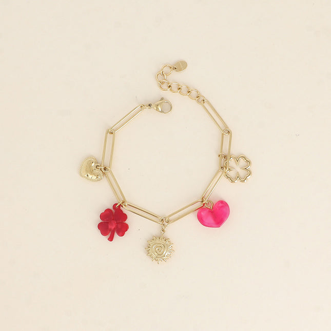 Bracelet - trèfles, coeurs, soleil