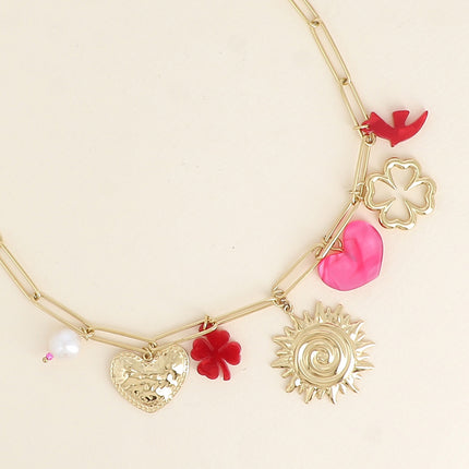 Collier - trèfles, coeurs, soleil