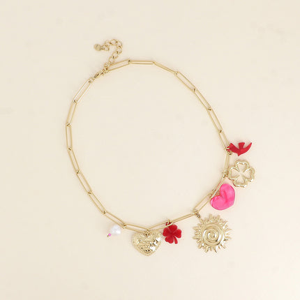 Collier - trèfles, coeurs, soleil