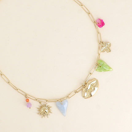 Collier - trèfle, coeurs en acétate, bouche, soleil