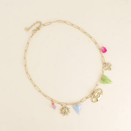 Collier - trèfle, coeurs en acétate, bouche, soleil