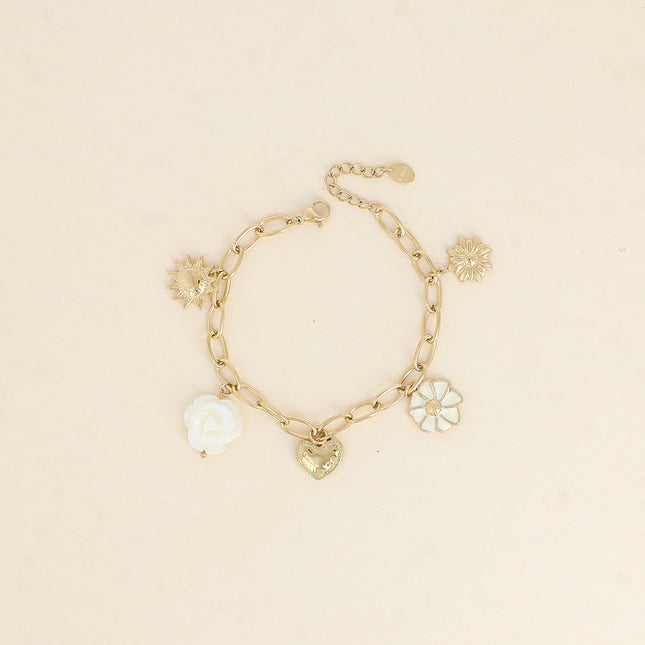 Bracelet - fleurs, soleil, coeur