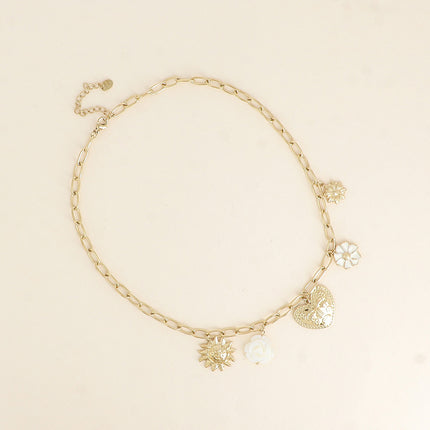Collier - fleurs, soleil, coeur