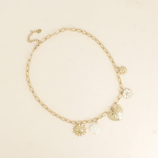 Necklace - flowers, sun, heart