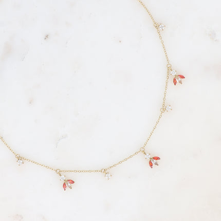 Collier Katarina - petites breloques en motif feuillage en oxydes de zirconium