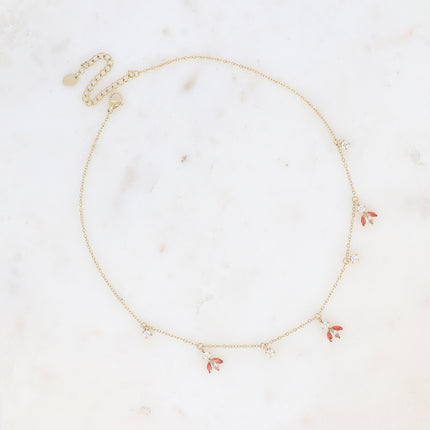 Collier Katarina - petites breloques en motif feuillage en oxydes de zirconium
