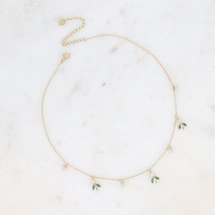 Collier Katarina - petites breloques en motif feuillage en oxydes de zirconium