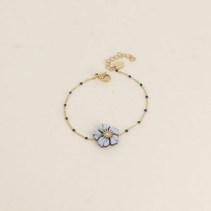 Bracelet - chaîne émaillée et fleur nacrée