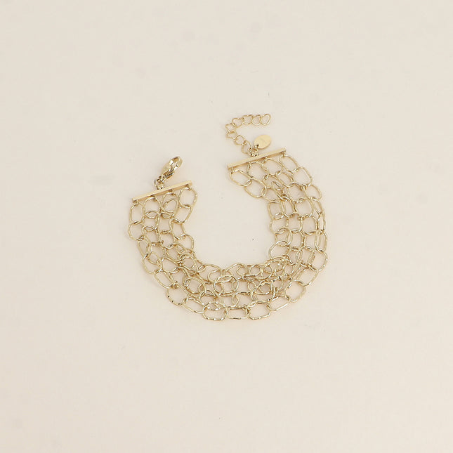 Bracelet - 4 rangs de maillons ovales striés
