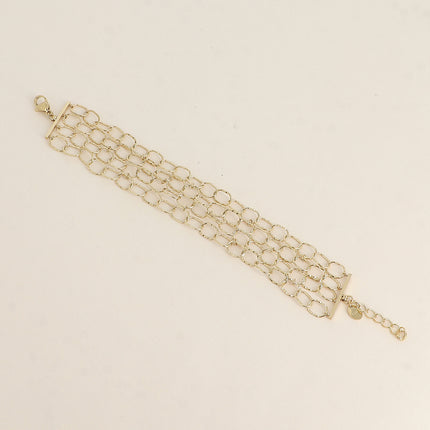 Bracelet - 4 rangs de maillons ovales striés