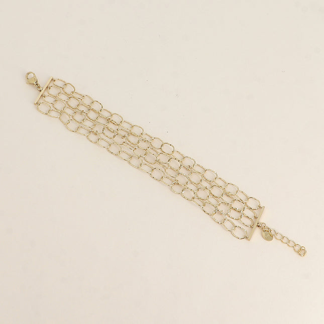 Bracelet - 4 rangs de maillons ovales striés